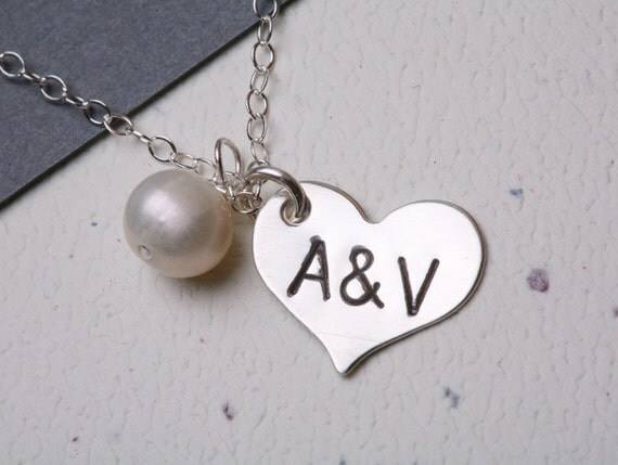 Buy best anniversary gifts - Personalized Initial,stamped heart Necklace,two become one together,anniversary gift,birthday,best friends,couple