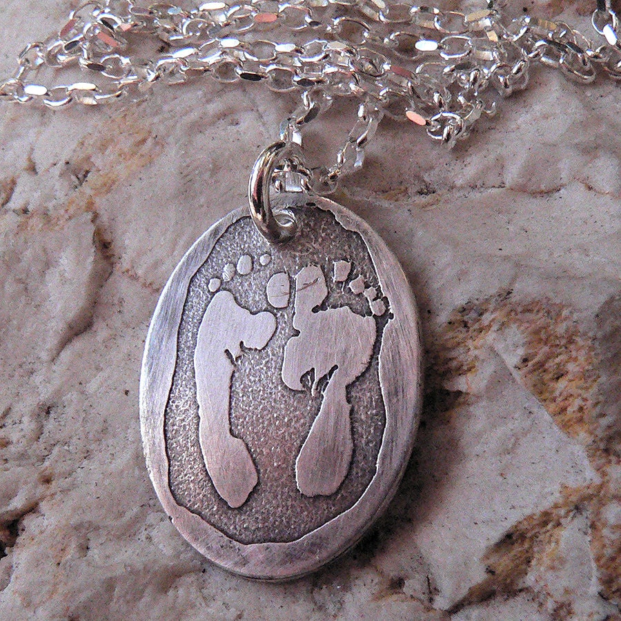 I Wear Your Footprints - Sterling Pendant Customized with Your Childs ACTUAL Footprints