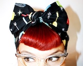 Bow style, Vintage Inspired Head Scarf, Retro Kitchen, Rockabilly