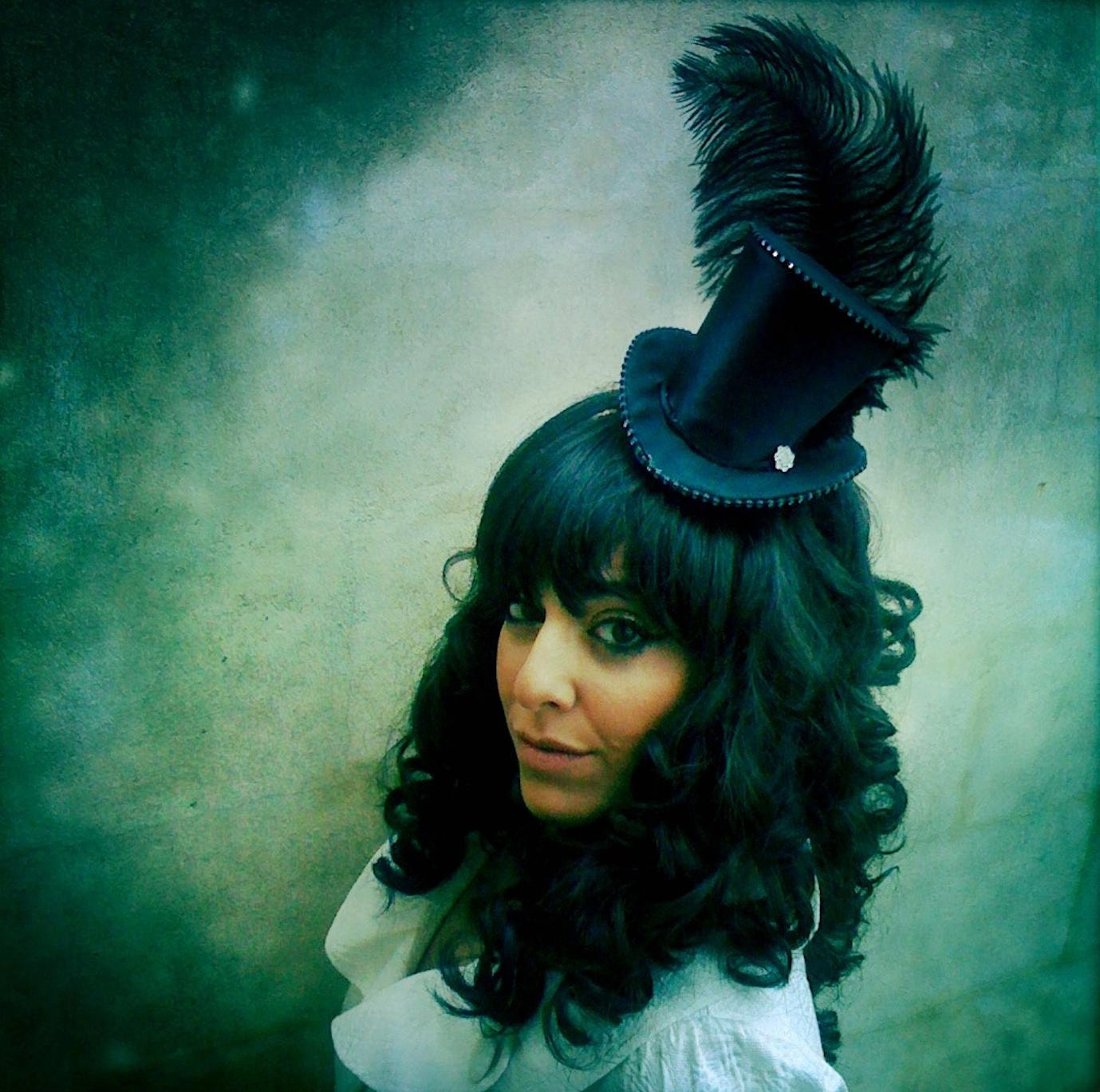 Black Mini Top Hat - The Bride Wore Black - As seen in Get Married Magazine