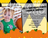 Charlie Brown Pumpkin Birthday Party Invitation