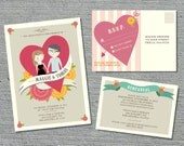 Wedding Invitation Suite Custom Cartoon printable design - Jamboree design