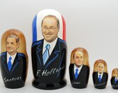 From Hollande to Sarkozy France presidents matryoshka nesting doll, 5 pc, free shipping