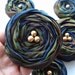 Brown - Green - Navy Marbled Fabric Roses Handmade Appliques Embellishments(5 pcs)