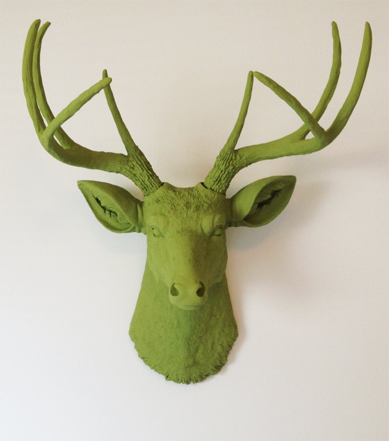 Olive Green Deer Head Wall Mount