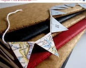 Personalized Mini Pennant Banner from Vintage Maps Cyber Monday Etsy - Palimpsestic