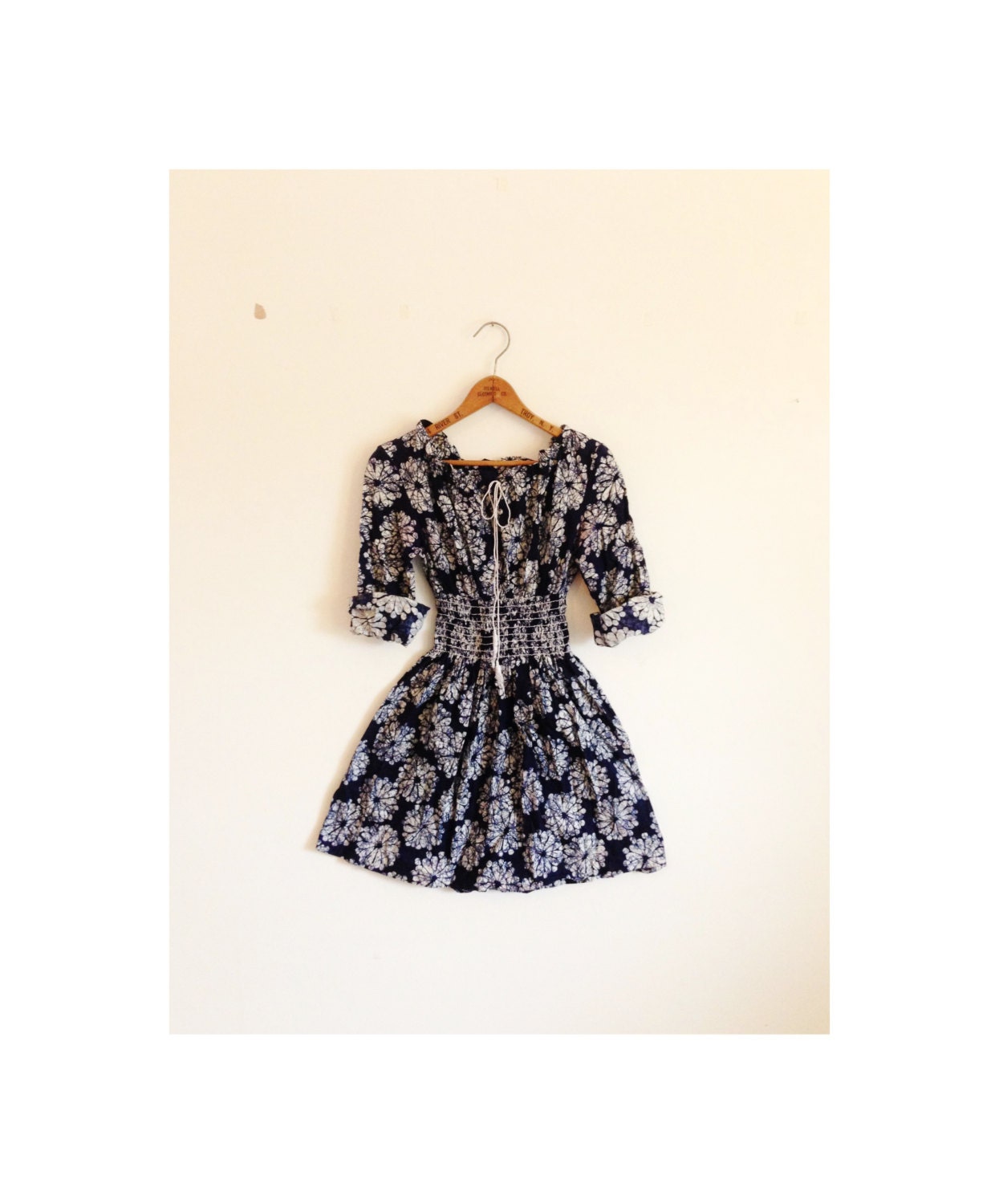 1960s TIE DYE hippie floral mini dress