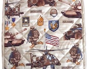 US Army Hot Pad, military handmade trivet quilted, 12 x 12