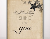 8x10 Look How They Shine For You Art Print Coldplay Yellow Look At The Stars