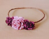 festival rose crown - dark pink mix - bridesmaids headpieces, spring, summer, hair wreath, flower headband, floral circlet
