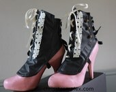 Spats Steampunk Victorian Lace Grey Shoe Boot Covers Fetish Gothic Fantasy Costume Cosplay - Chrisst - Unique Fashion SPECIAL ETSY PRICE