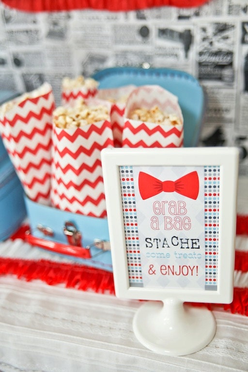 INSTANT DOWNLOAD - Little Man Bow Tie Mustache Bash Printable Bow Tie Banner - Birthday Party or Baby Shower - Petite Party Studio Il_570xn