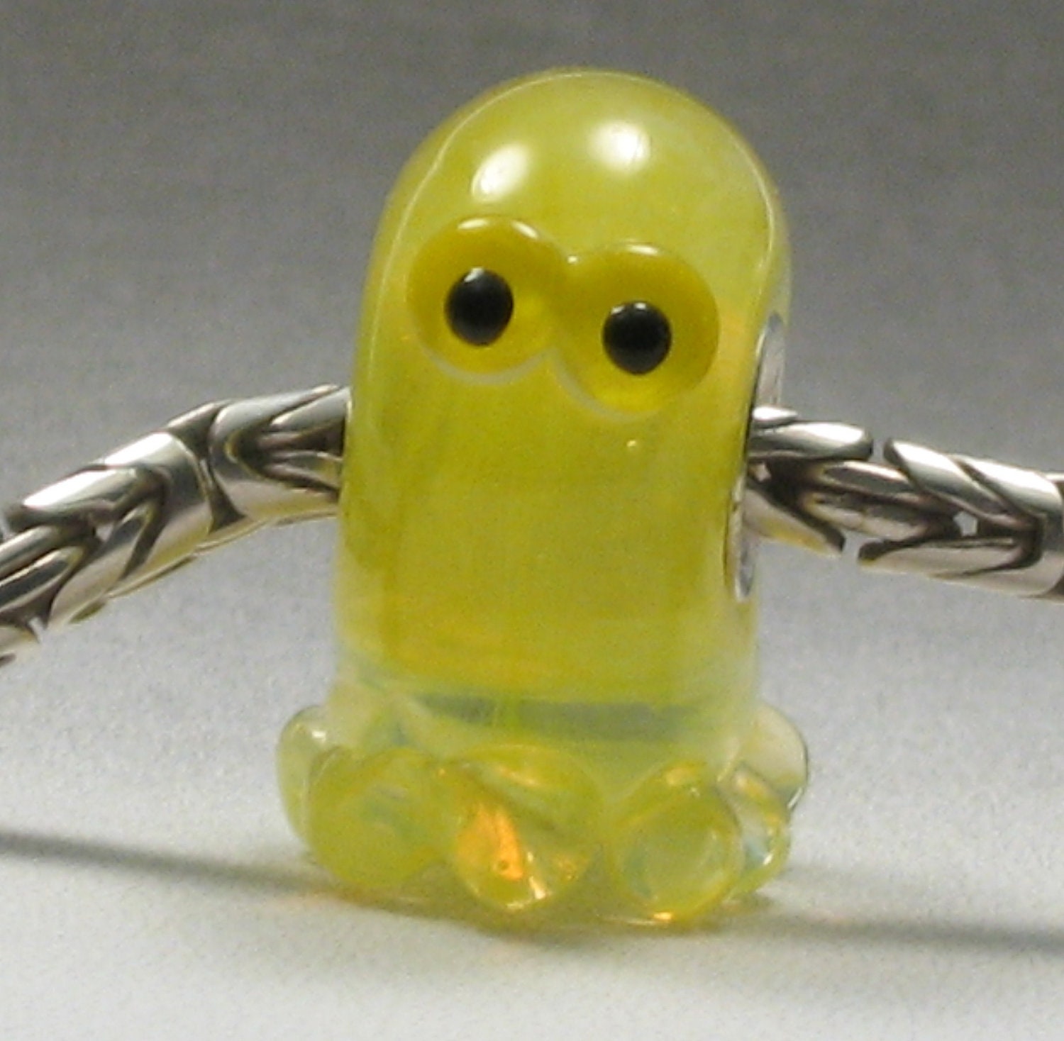 Streaky Yellow Octopus Silver Core BHB Lampwork Glass Handmade SRA Bead NLC Beads leteam