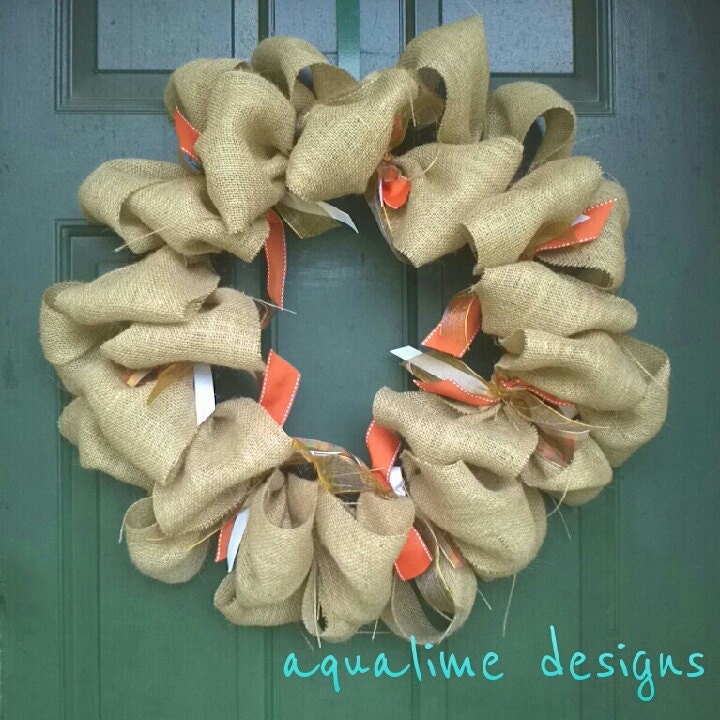 Burlap Wreath with Ribbon Ties