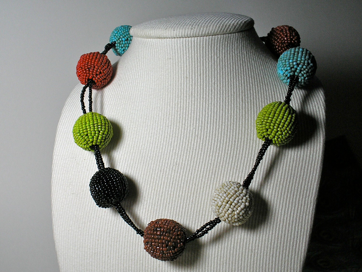 Large Gum Ball Size Beaded Bead Necklace