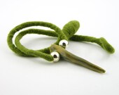 necklace choker tribal unisex men women  felt  green ceramic spike aqua olive green silver spike for him  free shipping teamt