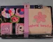 Baby Organic Onesie & Washcloth Sushi Gift - Natural Beauty with Purple Fish Bath Scrubby
