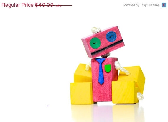 ON SALE Toy robot, wood robot, children's gift, handmade robot, ooak