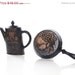 ON SALE wall hanging, home decor,vintage wall decor, vintage tea, tea pot, tea kettle, gift, kitchen, mother, black, bronze, flower,