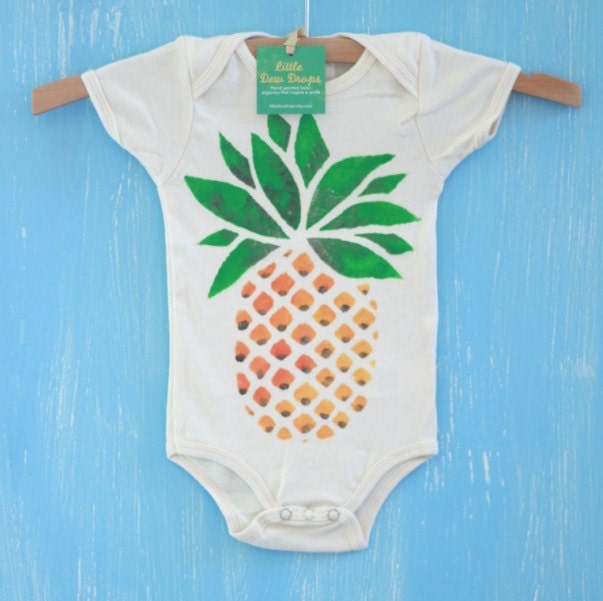 pineapple, organic hand painted baby onesie or children's t-shirt