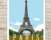 PARIS Travel Poster Art. Personalized Typography Print. Vintage Style Illustration. 20 x 30