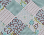 Riley Blake. COUTURE Stroller/ Pram Quilt. Verona by Emily Taylor. QUILTED 28x33 Fleece back.