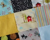 Puppy Park, Riley Blake. COUTURE Crib Quilt. By Bella Blvd. QUILTED 30x43 Minky back.