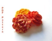 Crochet Flower Pattern Rose . Decor Crochet Tutorial Wedding Decorations Appliques Yellow Orange Download Immediately