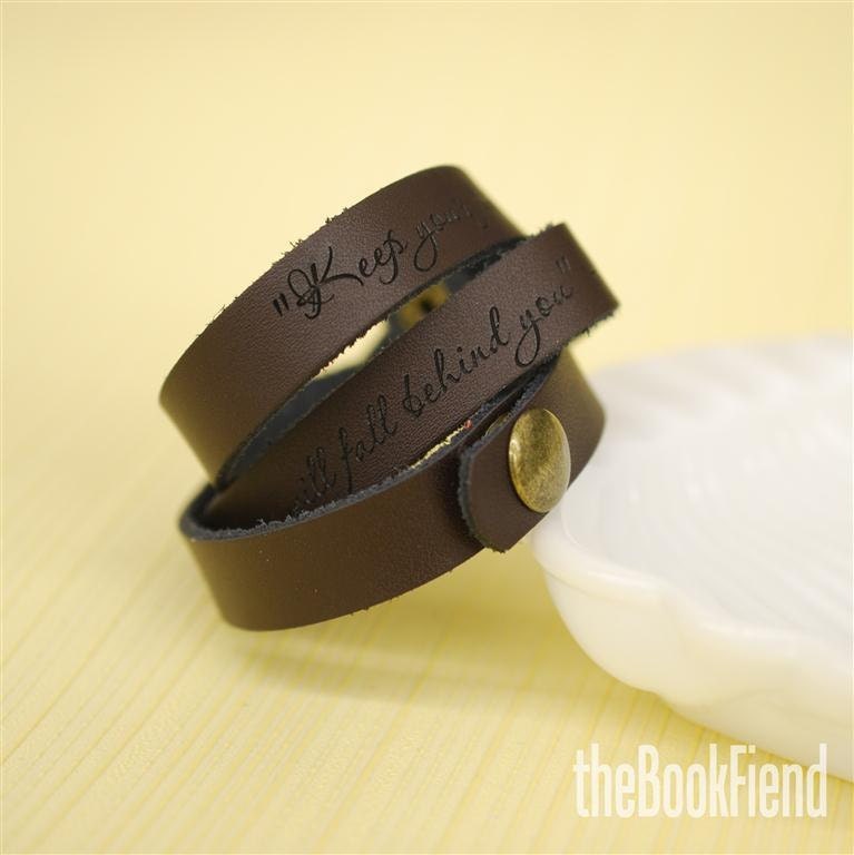 Your favorite quote --- custom engraved leather wrap cuff bracelet DARK BROWN LEATHER