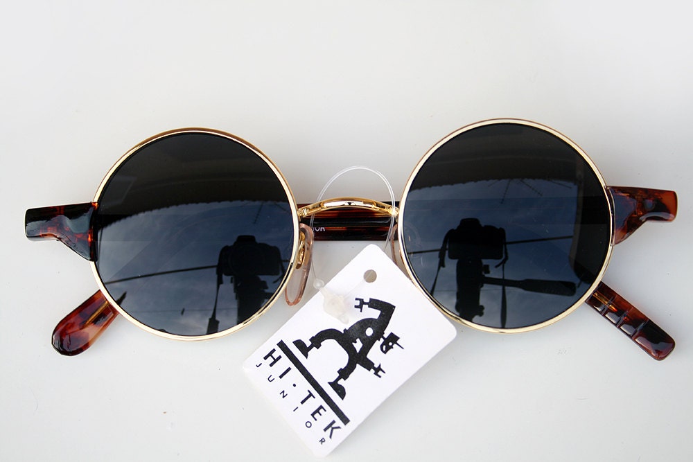 vintage round sunglasses metal frame plastic temples Goth
