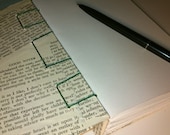 Secret Belgian bound journal / sketchbook / notebook - vintage book pages - green thread