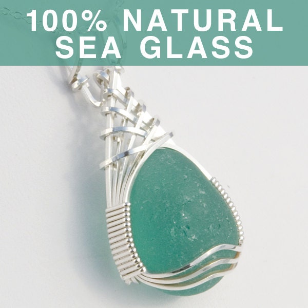 Aquamarine English Sea Glass Pendant