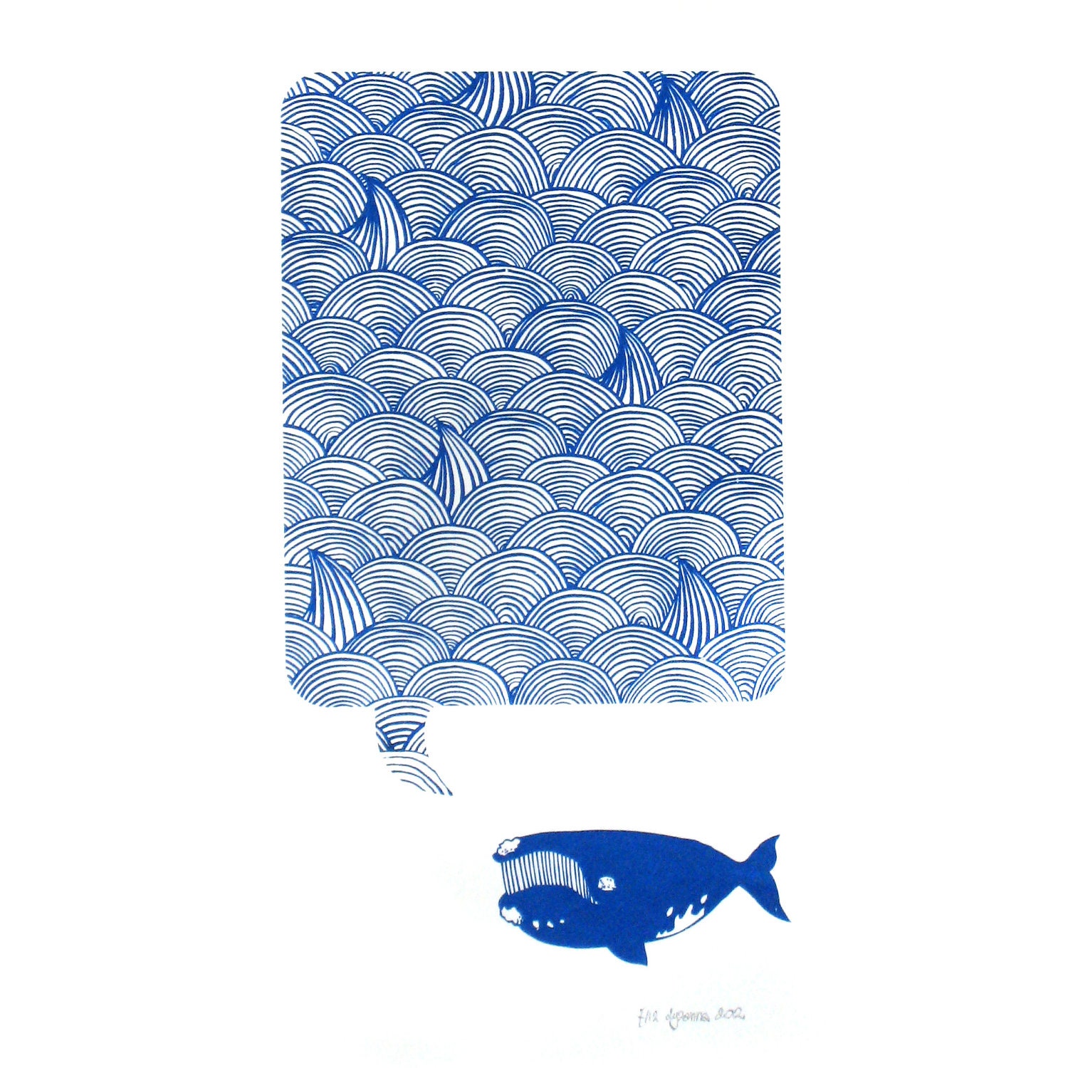 Whale Song Original Limited Edition Screenprint in navy