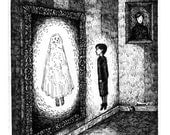 Halloween Ghost Boy in the mirror print of an Original Illustration