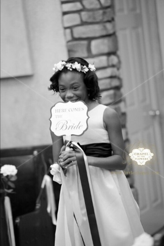 Here Comes the Bride Wedding Sign for your Ring Bearer or Flower Girl to Carry Down the Aisle