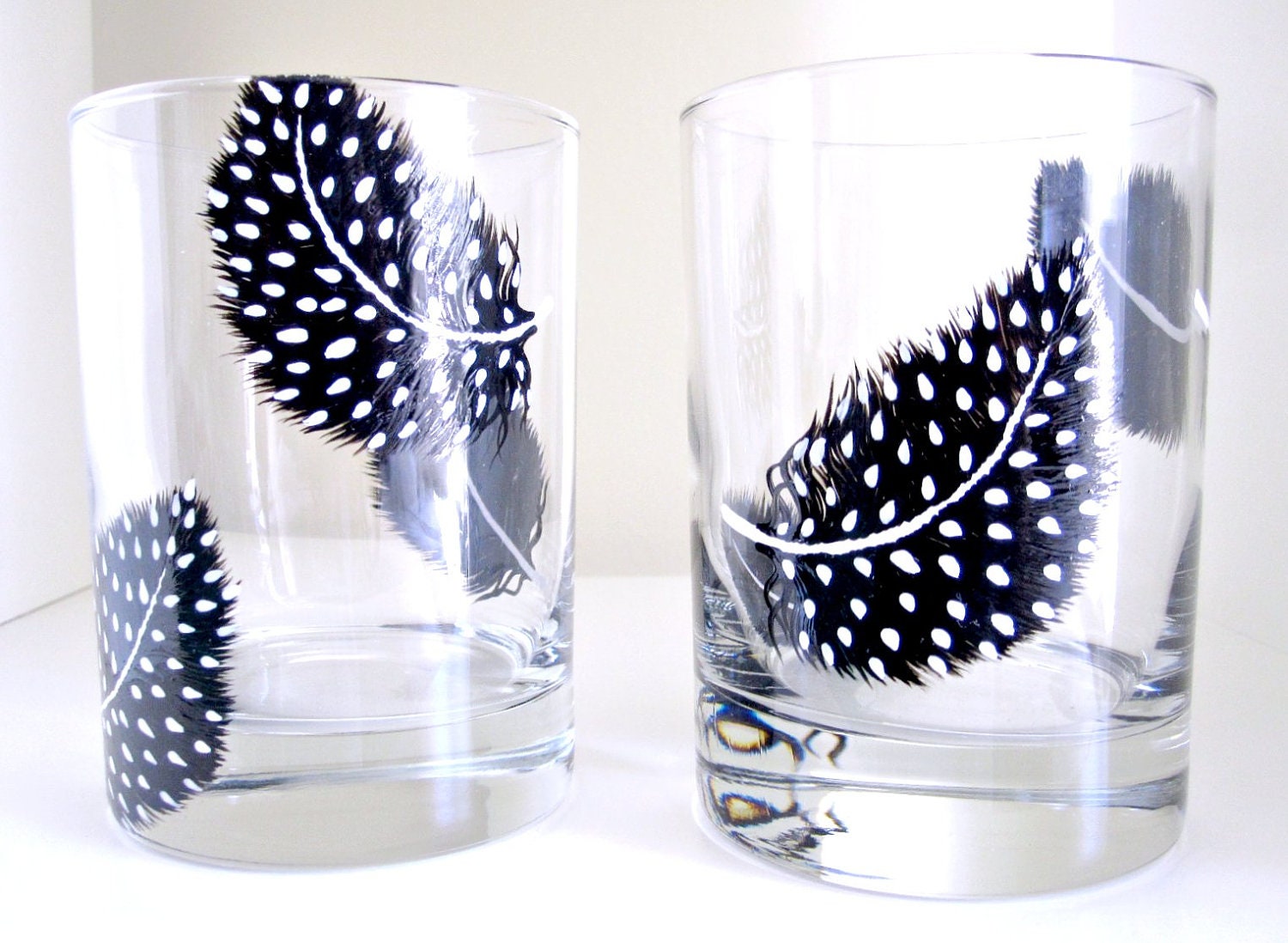 Spotted Feathers Rocks Glasses- Set of 2
