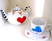 Alice and the Queen Hand Painted Tea Set- 3 Piece Set