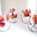 4 Drinking Glasses- Hand Painted Wine Set- Autumn Color Splash Poppies Glassware