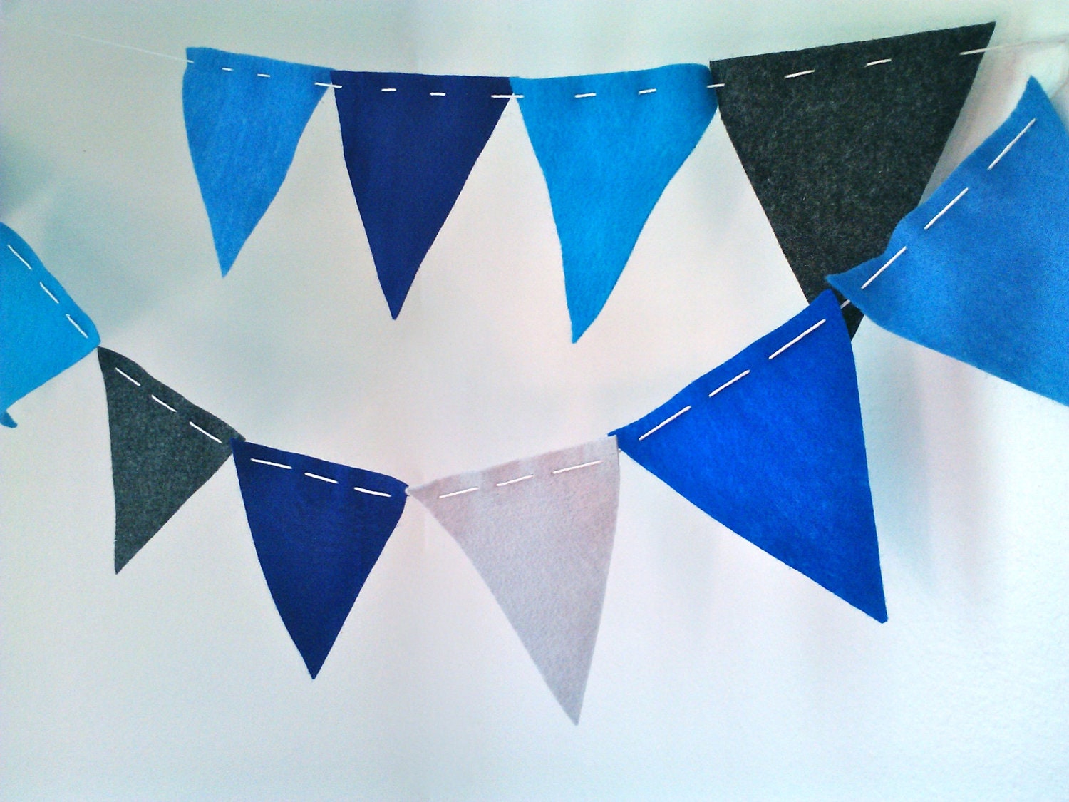 Bunting Flags- Blue, Aqua, Grey and Charcoal Mix of eco felt pennants Il_570xn
