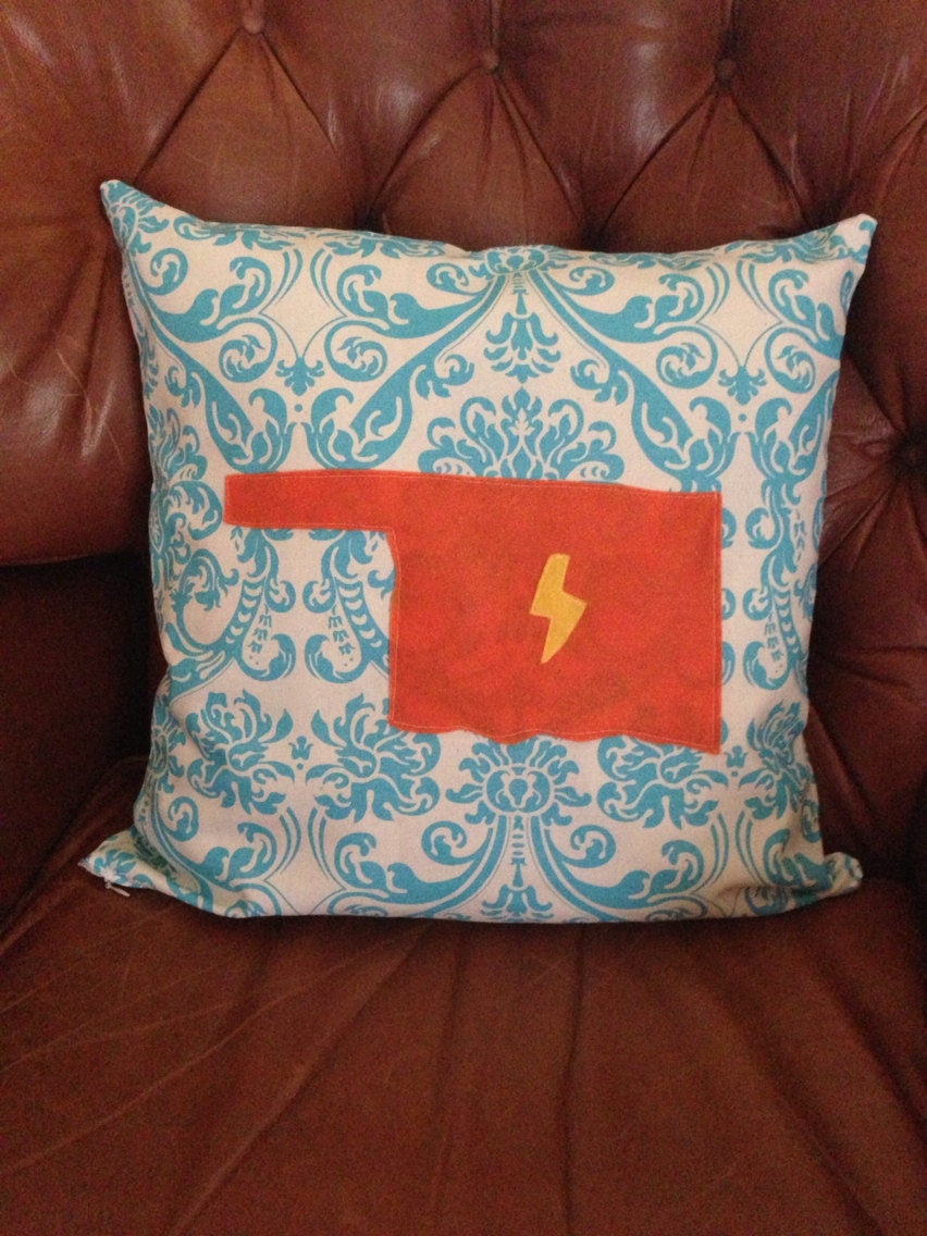 OKC thunder pillow cover. Oklahoma. Pillow cover. Lightning. OKC. HOMA. Oklahoma City. Thunder up. Basketball. 