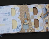 Baby scrapbook album, Premade scrapbook for baby boy, Word album made from chipboard, Blue scrapbook album-BB4