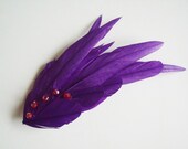 Bridal Feather Fascinator - Purple Feather Fascinator - Purple Bridal Fascinator - Bridesmaid Headpiece