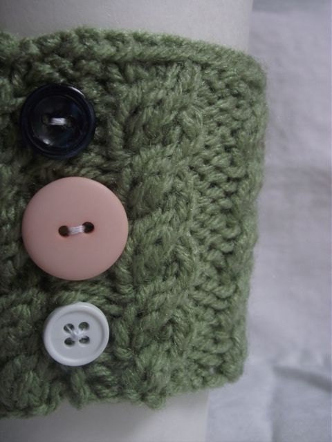 Hand Knit Coffee Cozie with Buttons
