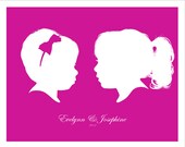 Children Silhouette Portrait - Sibling Special Price (8x10) Your Choice of Color