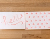 pink & gold "hello" polka dot note card 2 pack