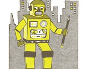 City Wrecking Robot Kid's Room Screenprint