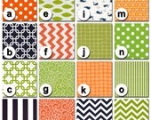 Custom Crib Bedding You Design   Bumper and Bedskirt iin Orange Green and Navy