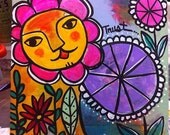 trust jungle lion original mixed media painting