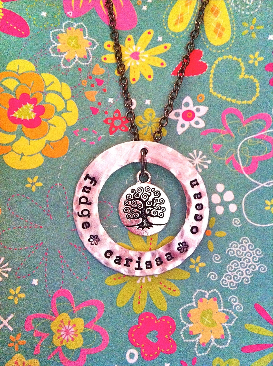 NEW-Tree of Life...Hand Stamped Family Necklace