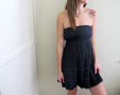 Strapless Navy Blue Dress Mini Sleeveless Slip Lace Sexy Babydoll Lingerie See Through